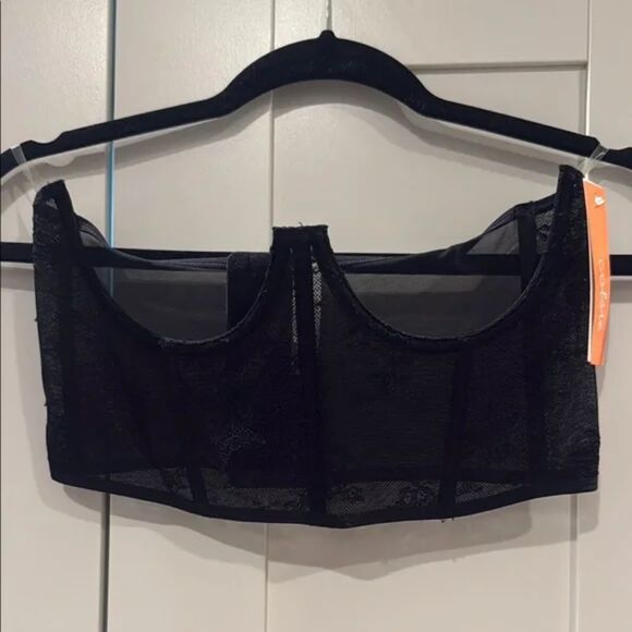 NWT Colsie Women's Black Lace Detailing Soft Stretchy Cupless Corset - Picture 5 of 6